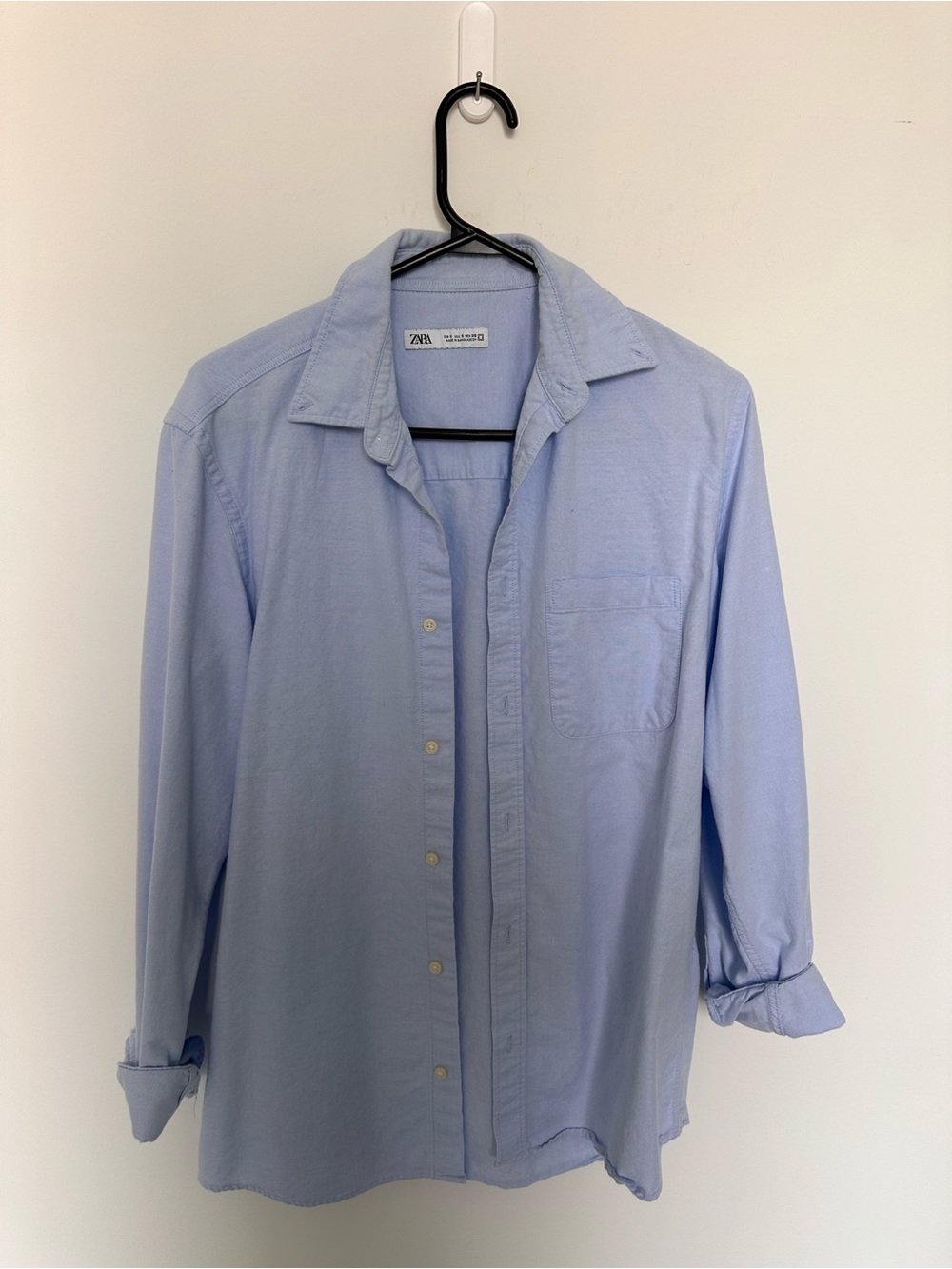 Zara Men’s Pastel Blue Casual Button-Down Shirt